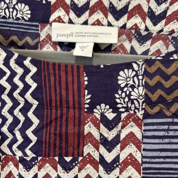 J Jill Multicolor Patchwork Print‎ 3/4 Sleeve Blouse Top - Picture 4 of 9